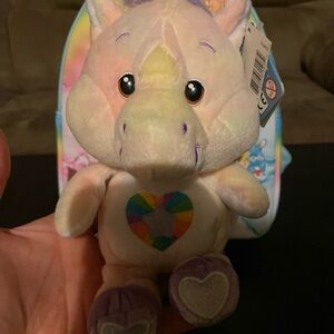 RARE 20th Anniversary Care Bears Pastel Unicorn Plush with Heart Design
